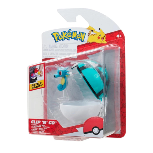 Clip N Go Poke Ball Figure - Horsea & Net Ball