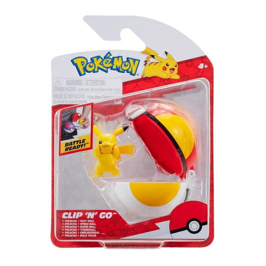 Clip N Go Poke Ball Figure - Pikachu & Fast Ball