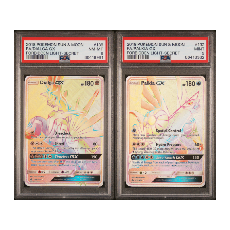 **Sequential Slabs!** PSA 8 & 9 S&M Forbidden Light Dialga GX 138/131 & Palkia GX 132/131