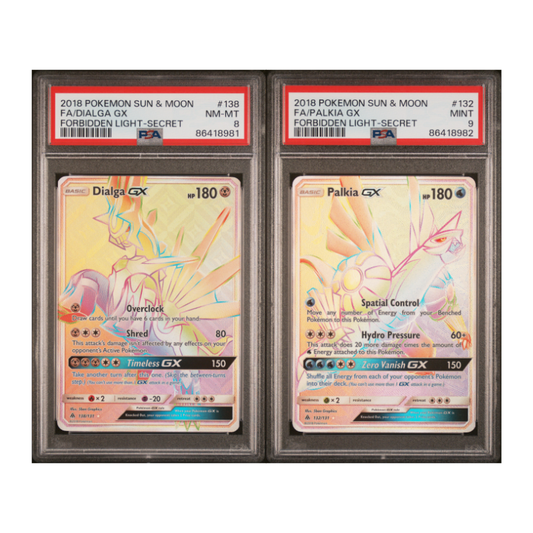 **Sequential Slabs!** PSA 8 & 9 S&M Forbidden Light Dialga GX 138/131 & Palkia GX 132/131