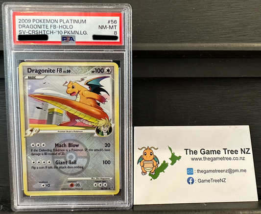 PSA 8 NM-MT Dragonite FB - Platinum Pokemon League Crosshatch Reverse Holo 56/147