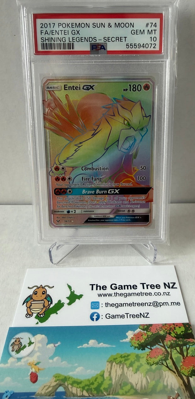 PSA 10 GEM MT Entei GX - Shining Legends Secret Rainbow 74/73