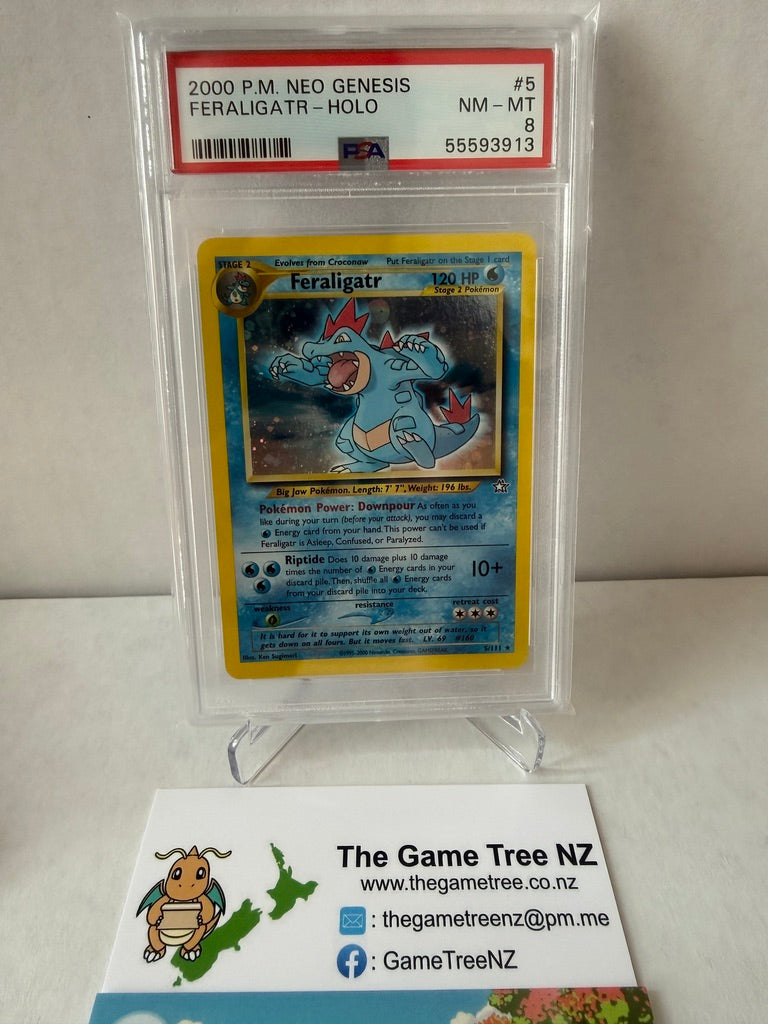 PSA 8 NM-MT Feraligatr - Neo Genesis Holo Rare 5/111