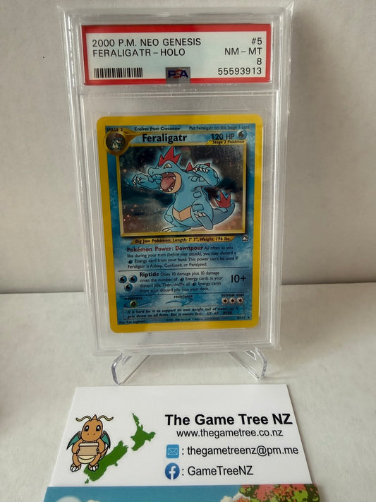 PSA 8 NM-MT Feraligatr - Neo Genesis Holo Rare 5/111