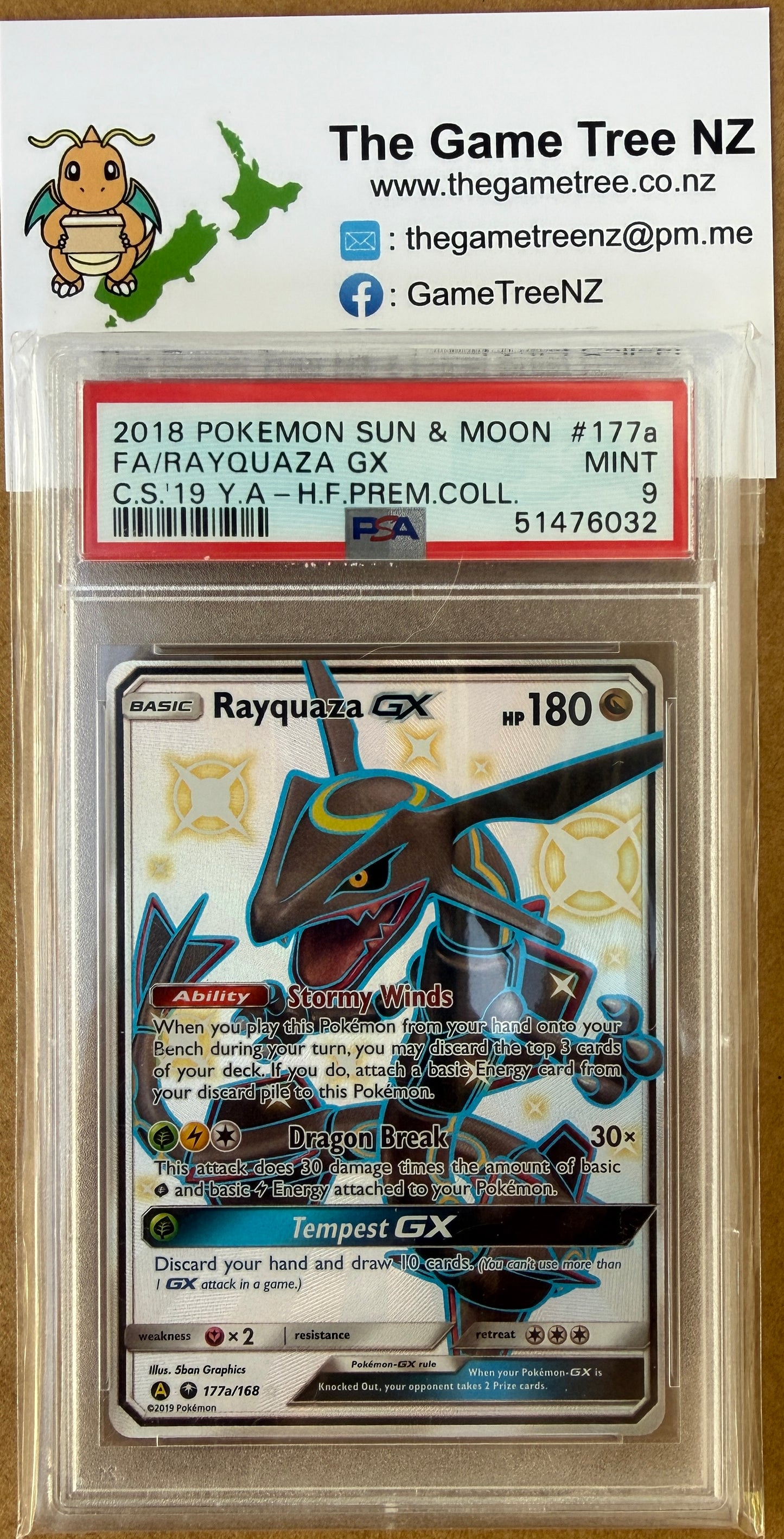 PSA 9 MINT Rayquaza GX - Promo Full Art 177a/168
