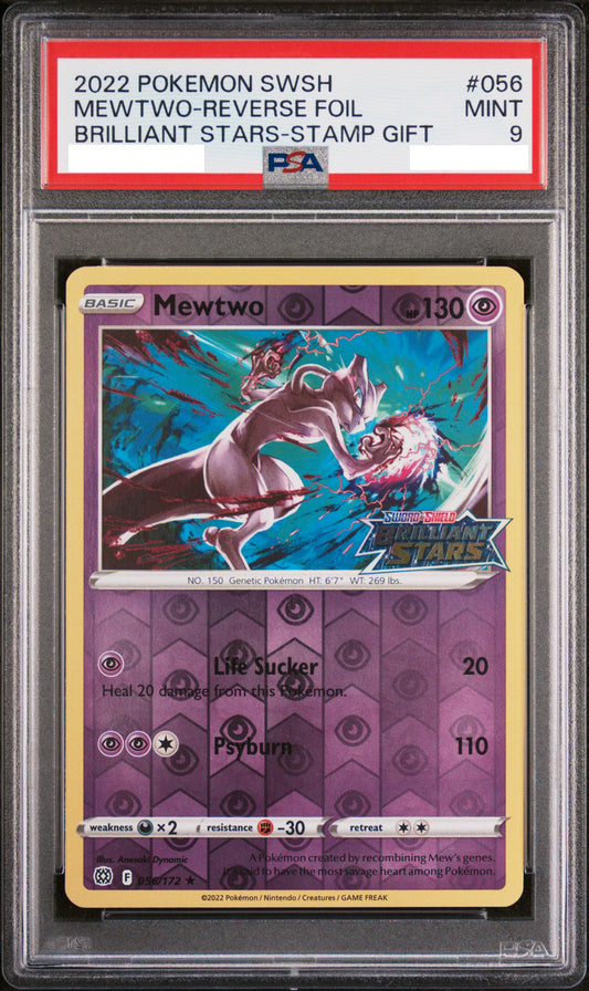PSA 9 MINT Mewtwo - Brilliant Stars Reverse Holo Stamped Promo 056/172