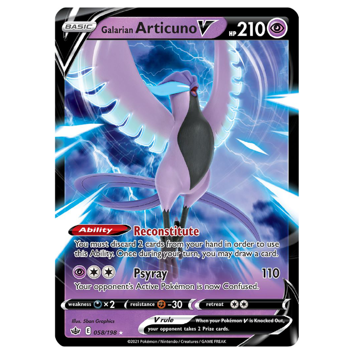 Galarian Articuno V - Chilling Reign - 058/198 - Holo Ultra Rare