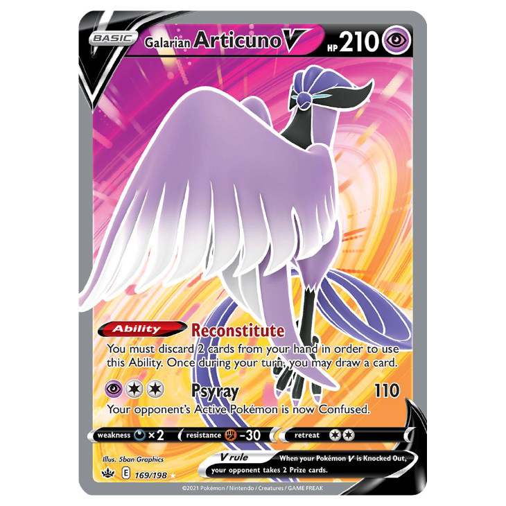 Galarian Articuno V - Chilling Reign - 169/198- Holo Ultra Rare Full Art