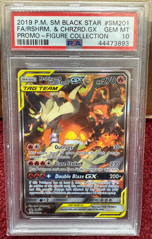PSA 10 GEM MT Reshiram & Charizard GX - SM Promo Alt. Art SM201