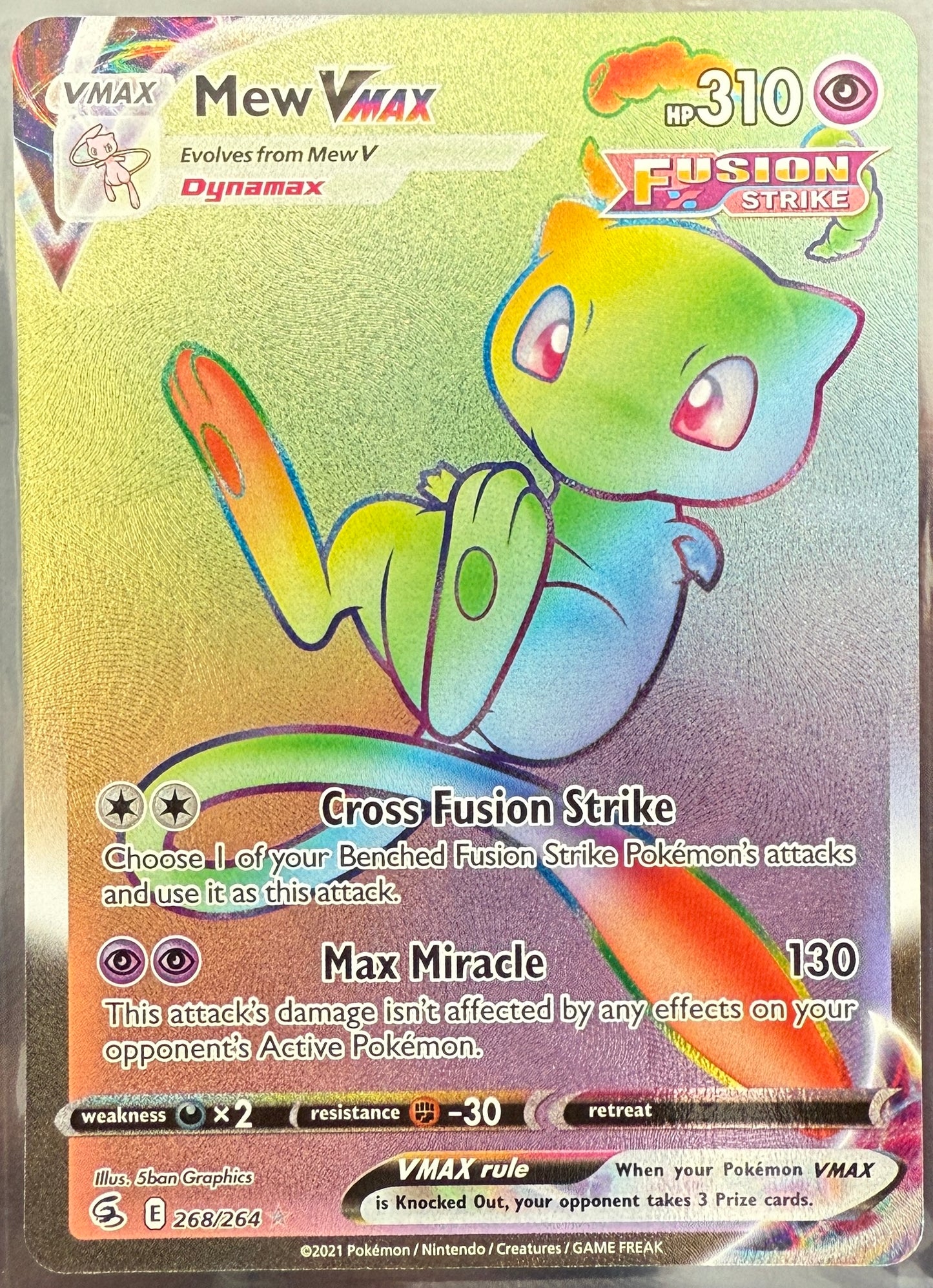 Mew VMAX - Fusion Strike - 268/264 - Holo Rainbow Secret Rare