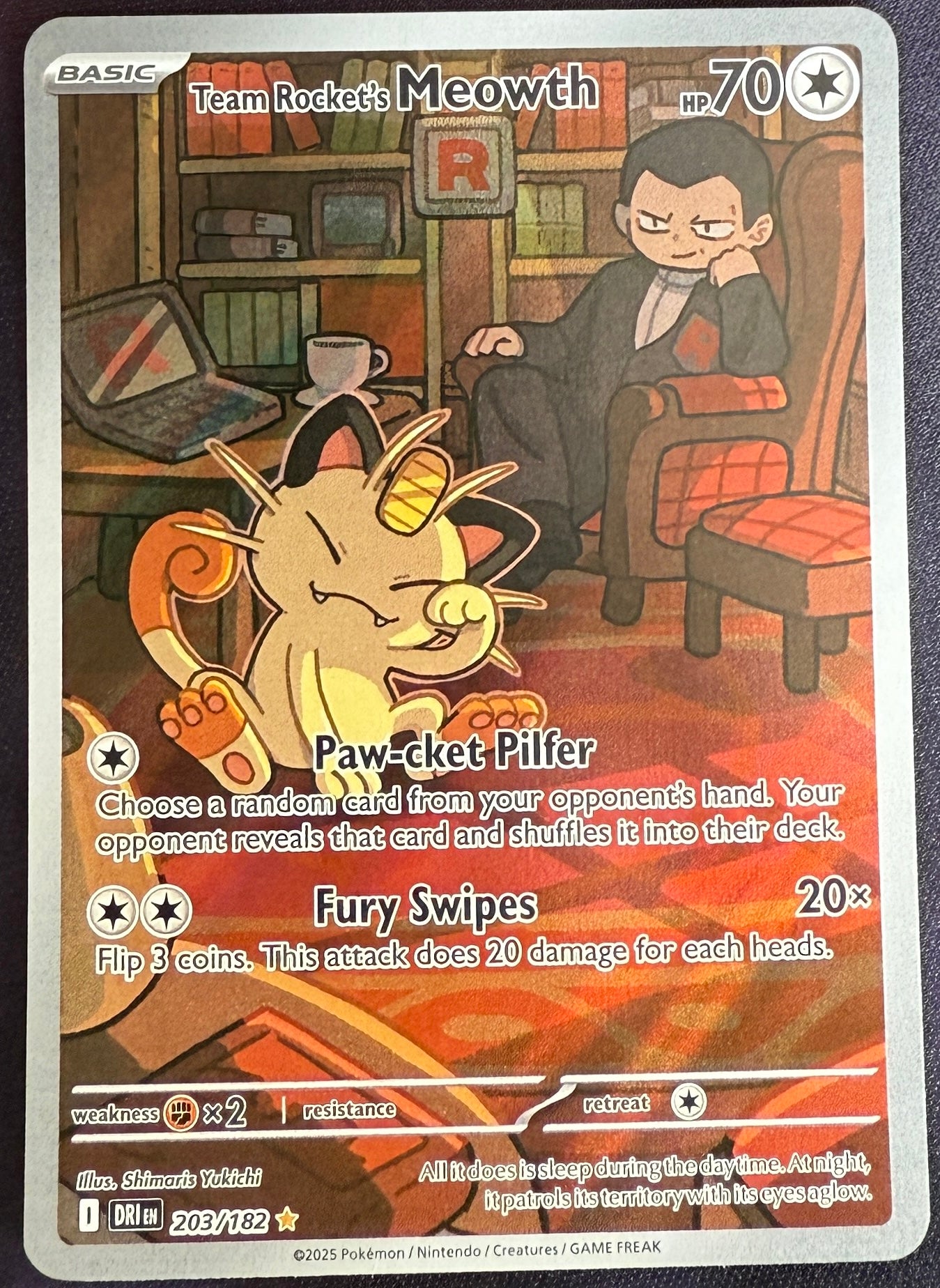 Team Rocket's Meowth - Destined Rivals - 203/182 - Illustration Rare