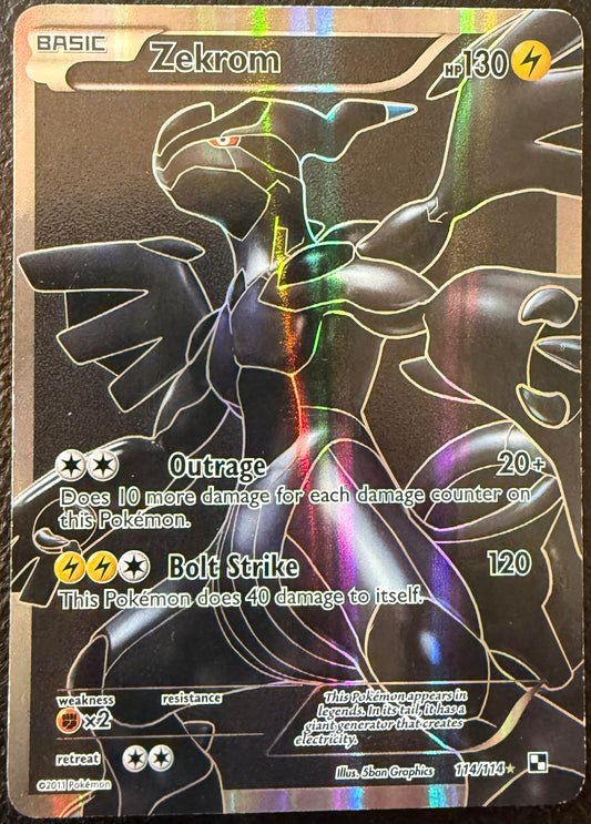 Zekrom - Black & White - 114/114 - Ultra Rare Full Art (DMG to HP) *Black Background*