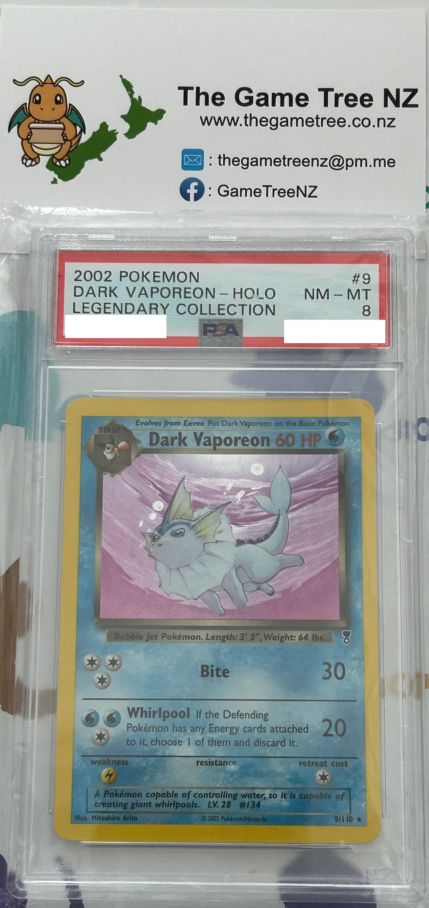 PSA 8 NM-MT Vaporeon - Legendary Collection Holo 9/110