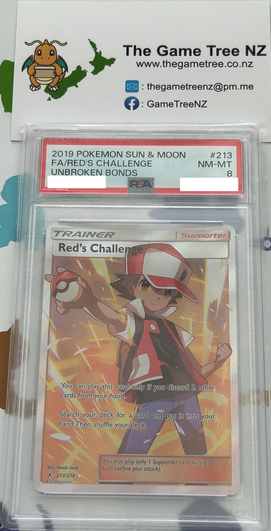 PSA 8 NM-MT Red's Challenge - Unbroken Bonds Full Art 213/214