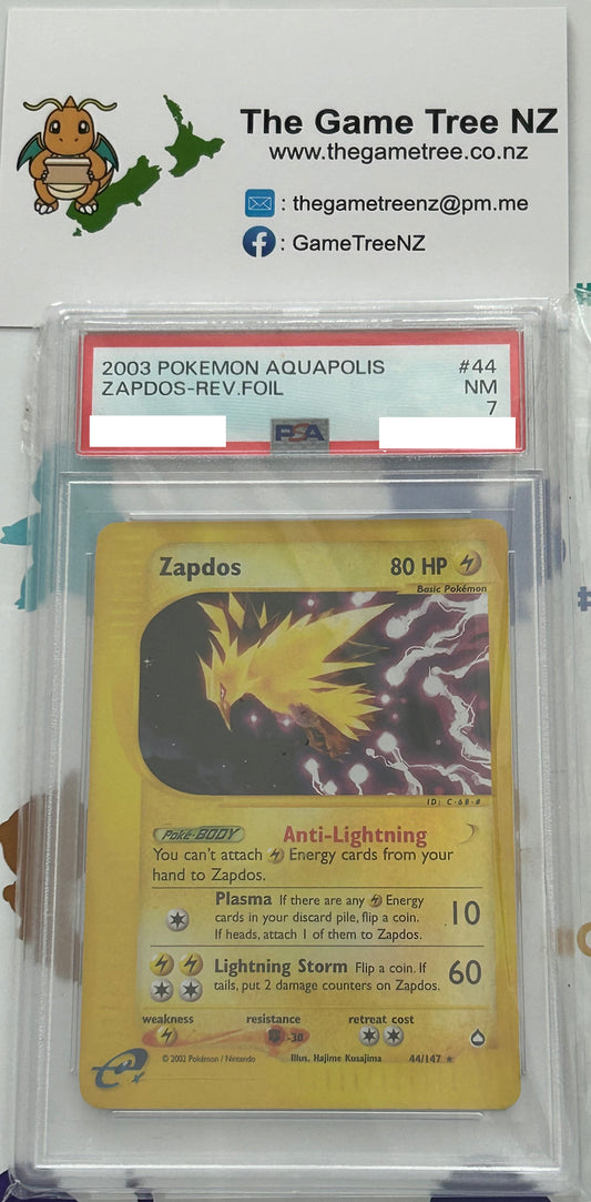 PSA 7 NM Zapdos - Aquapolis Reverse Holo Rare 44/147