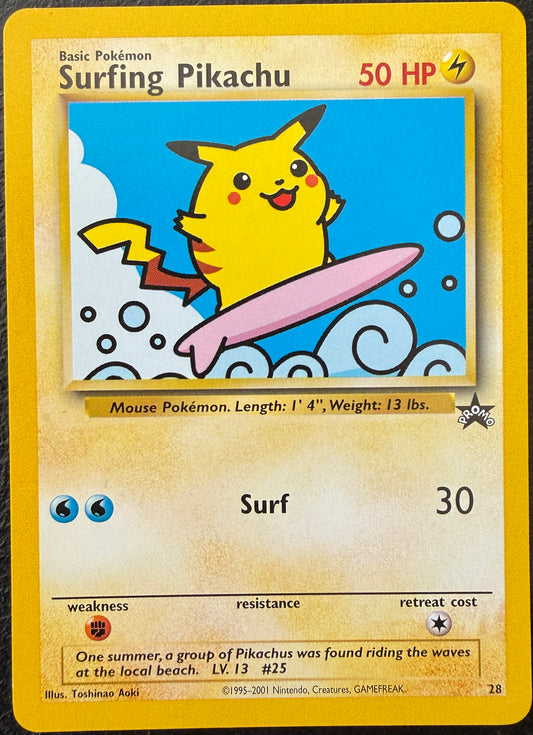 #28 Surfing Pikachu - Pokémon League - WotC Black Star Promo (LP)