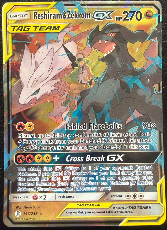 Reshiram & Zekrom GX - Cosmic Eclipse - 157/236 (read description)