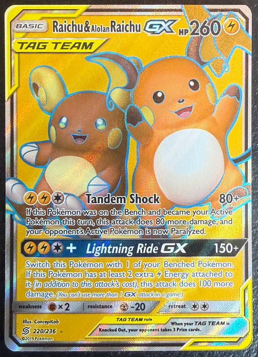 Raichu & Alolan Raichu GX - Unified Minds - 220/236 - Ultra Rare Full Art