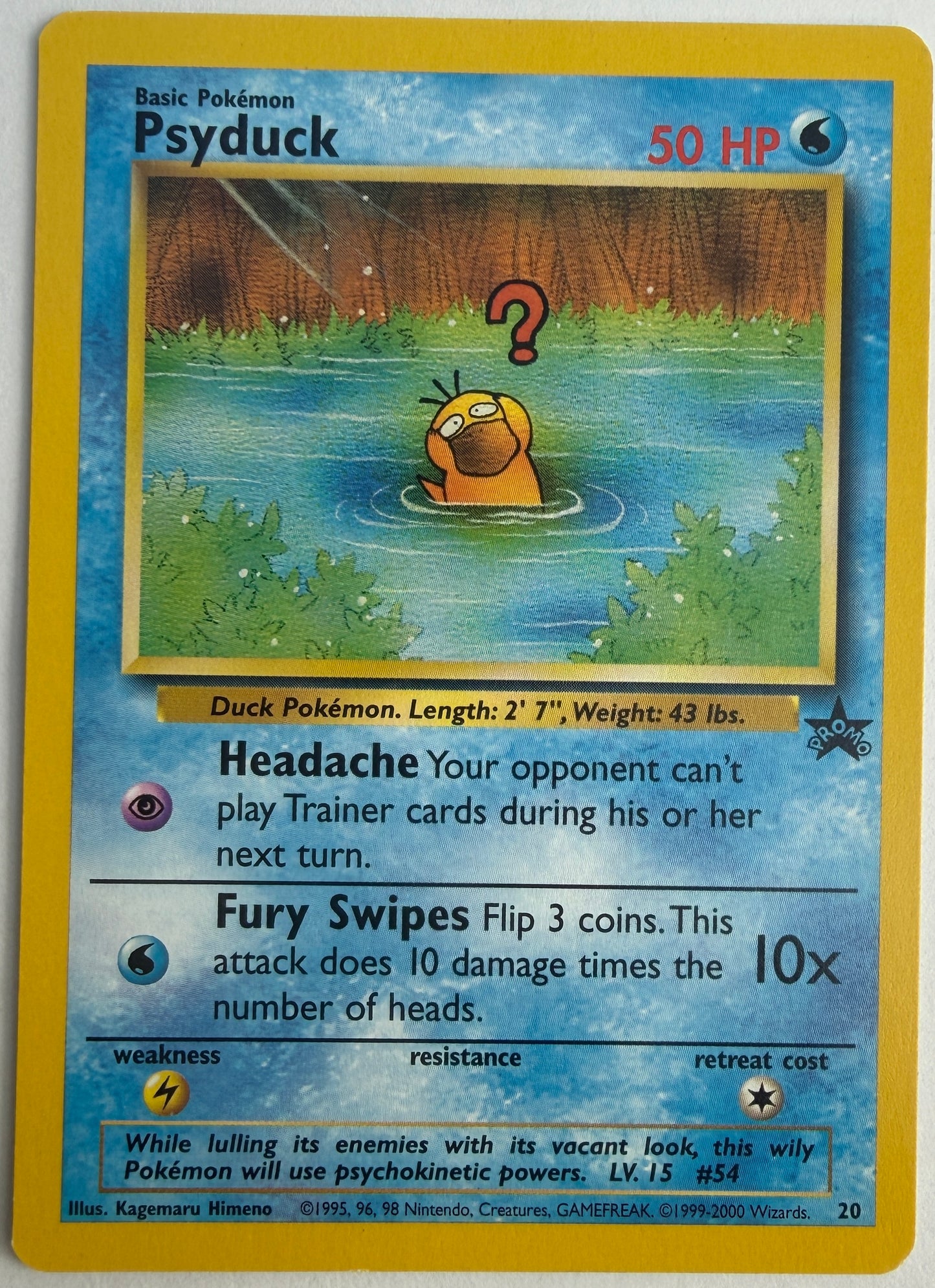 #20 Psyduck - Pokémon League (Sept 2000) - WotC Black Star Promo (MP-LP)