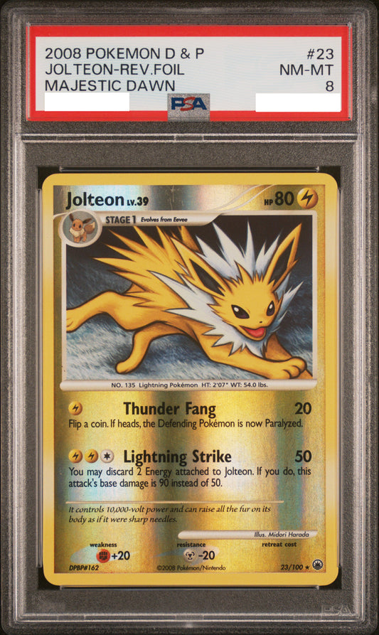 PSA 8 NM-MT Jolteon - Majestic Dawn Reverse Holo Rare 23/100