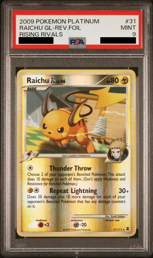 PSA 9 MINT Raichu GL - Rising Rivals Reverse Holo 31/111