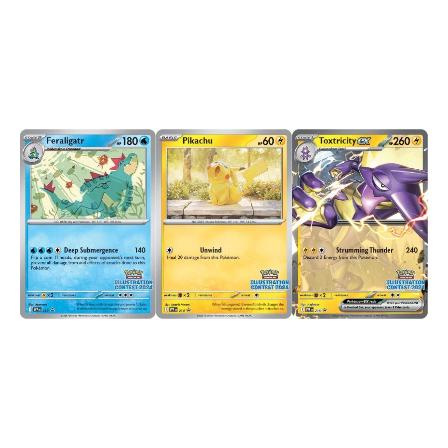 *SEALED* Illustration Contest 2024 Promo Set - Feraligatr, Pikachu & Toxtricity ex