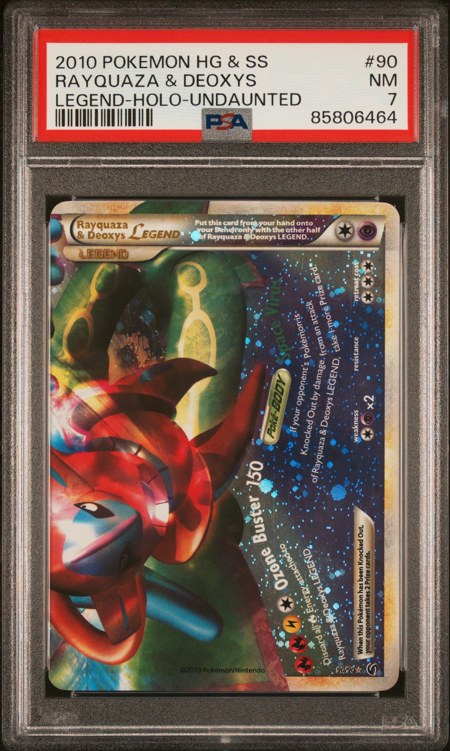 **Sequential Slabs!** PSA 7 Rayquaza & Deoxys Legend HGSS Undaunted 89/90 & 90/90