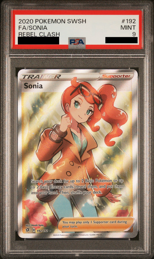 PSA 9 MINT Sonia - Rebel Clash Full Art 192/192