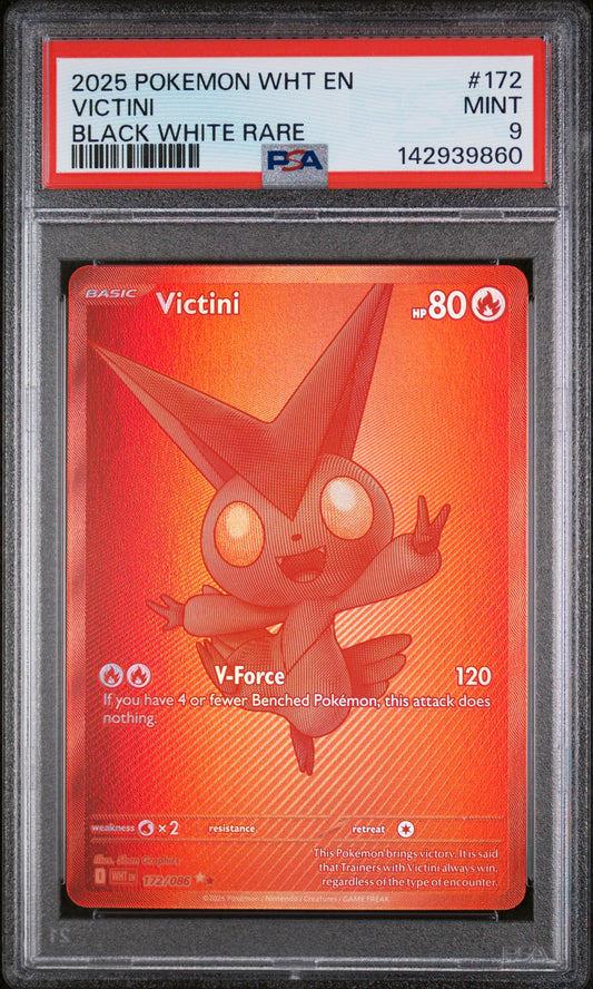 PSA 9 MINT Victini - White Flare Black White Rare 172/086