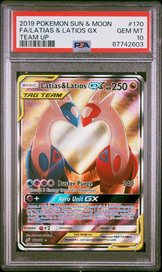 PSA 10 GEM MT Latias & Latios GX - Team Up Alternate Art Holo 170/181