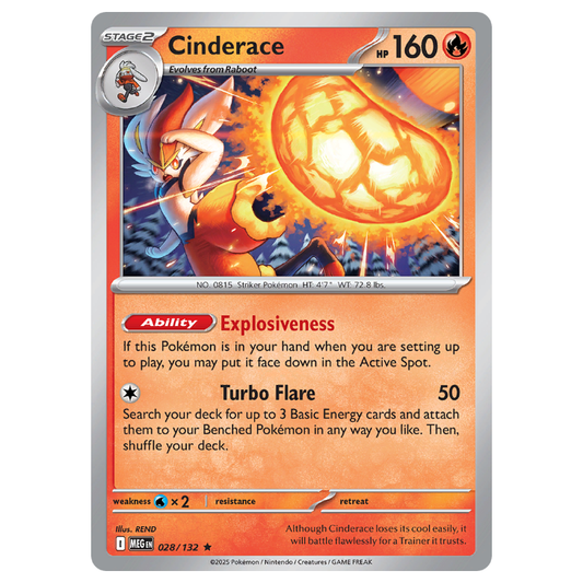 Cinderace - Mega Evolution - 028/132 - Holo Rare