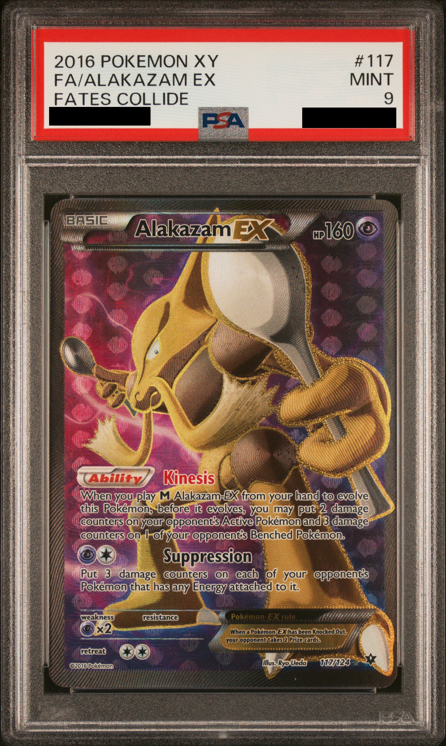 PSA 9 MINT Alakazam EX - Fates Collide Full Art 117/124