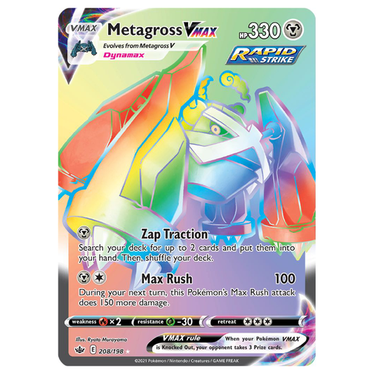 Metagross VMAX - Chilling Reign - 208/198 - Holo Rainbow Secret Rare