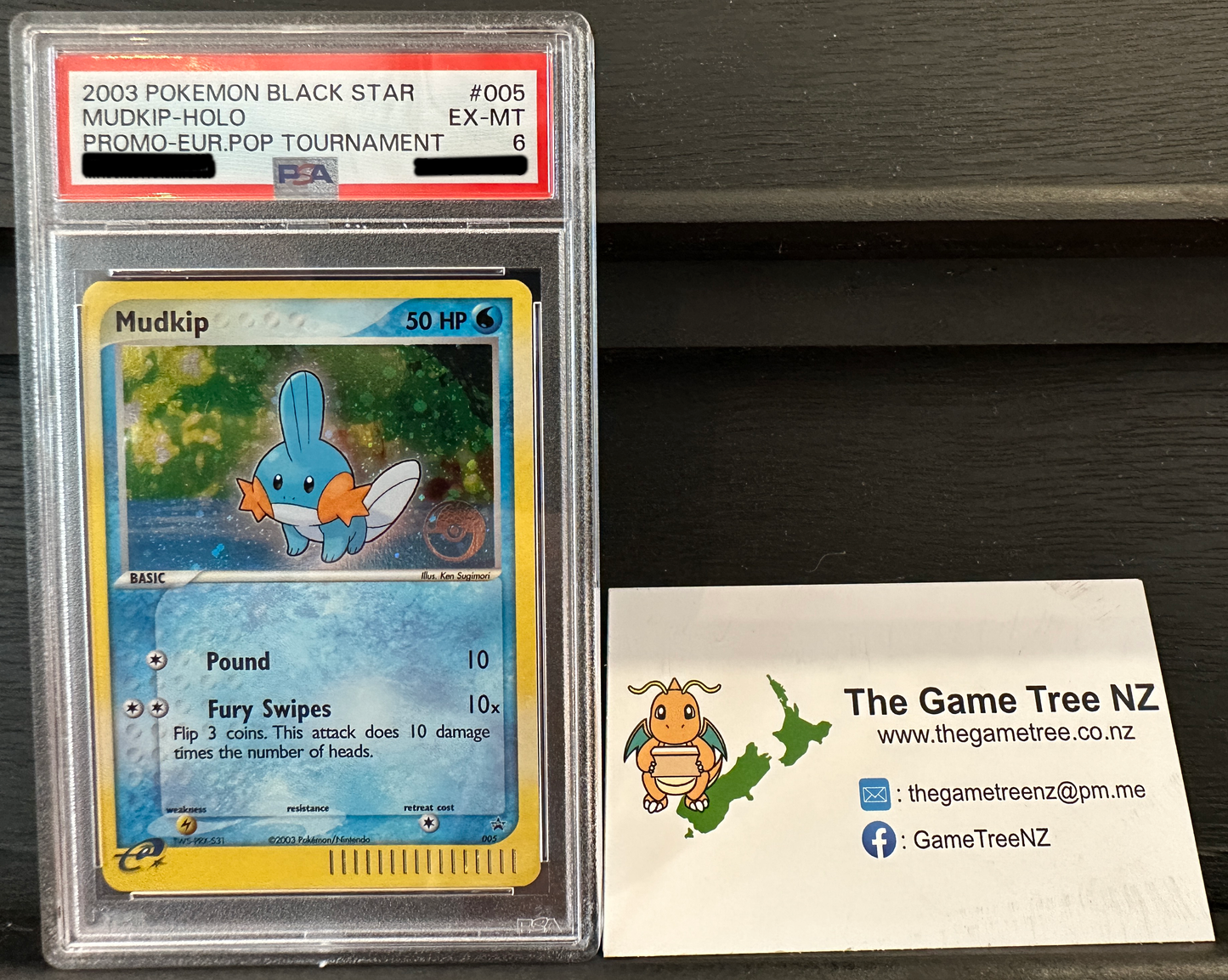 PSA 6 EX-MT Mudkip - Promo European Pop Tournament Holo 005