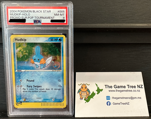 PSA 8 NM-MT Mudkip - Promo European Pop Tournament Holo 005