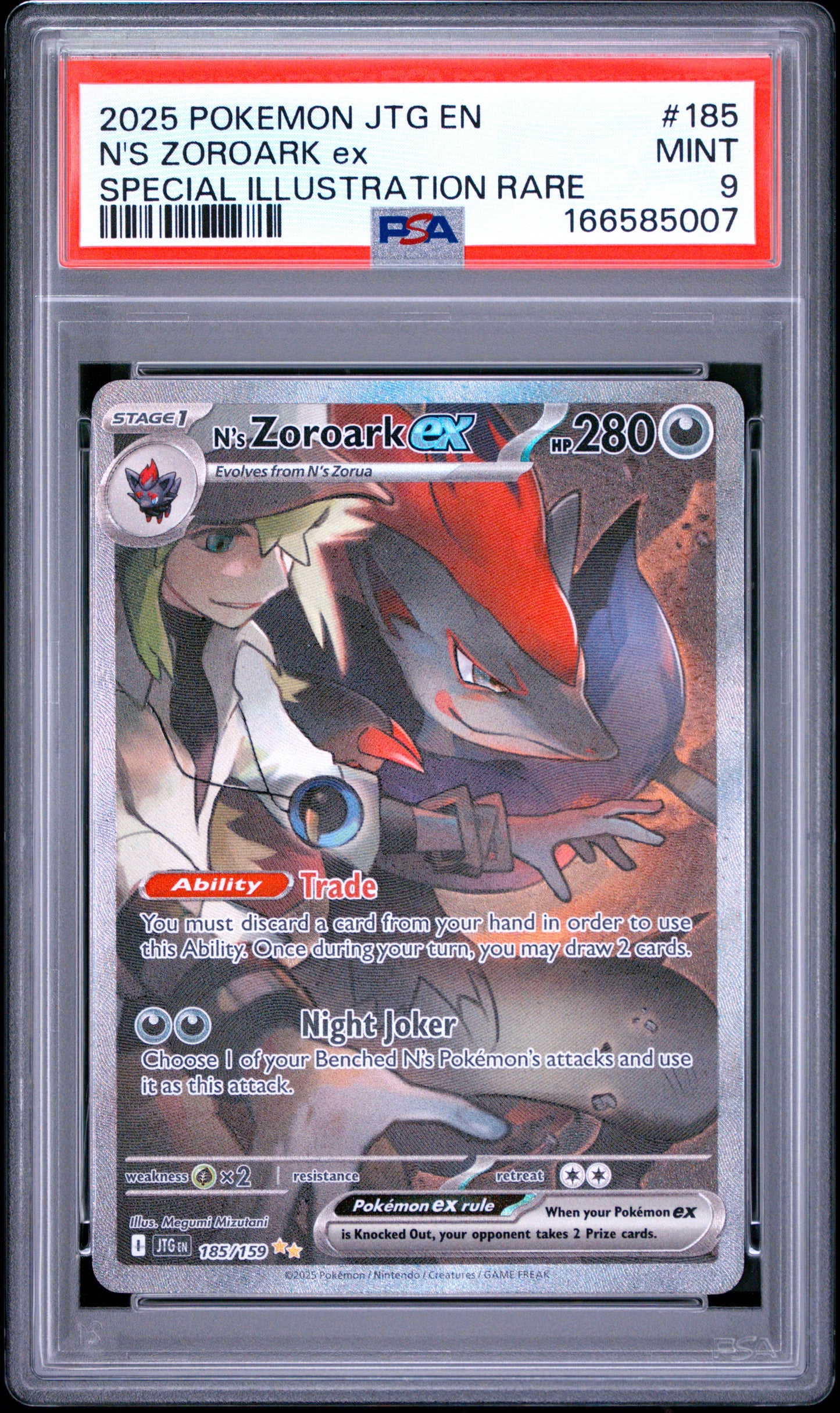PSA 9 MINT N's Zoroark ex - Journey Together SIR 185/159