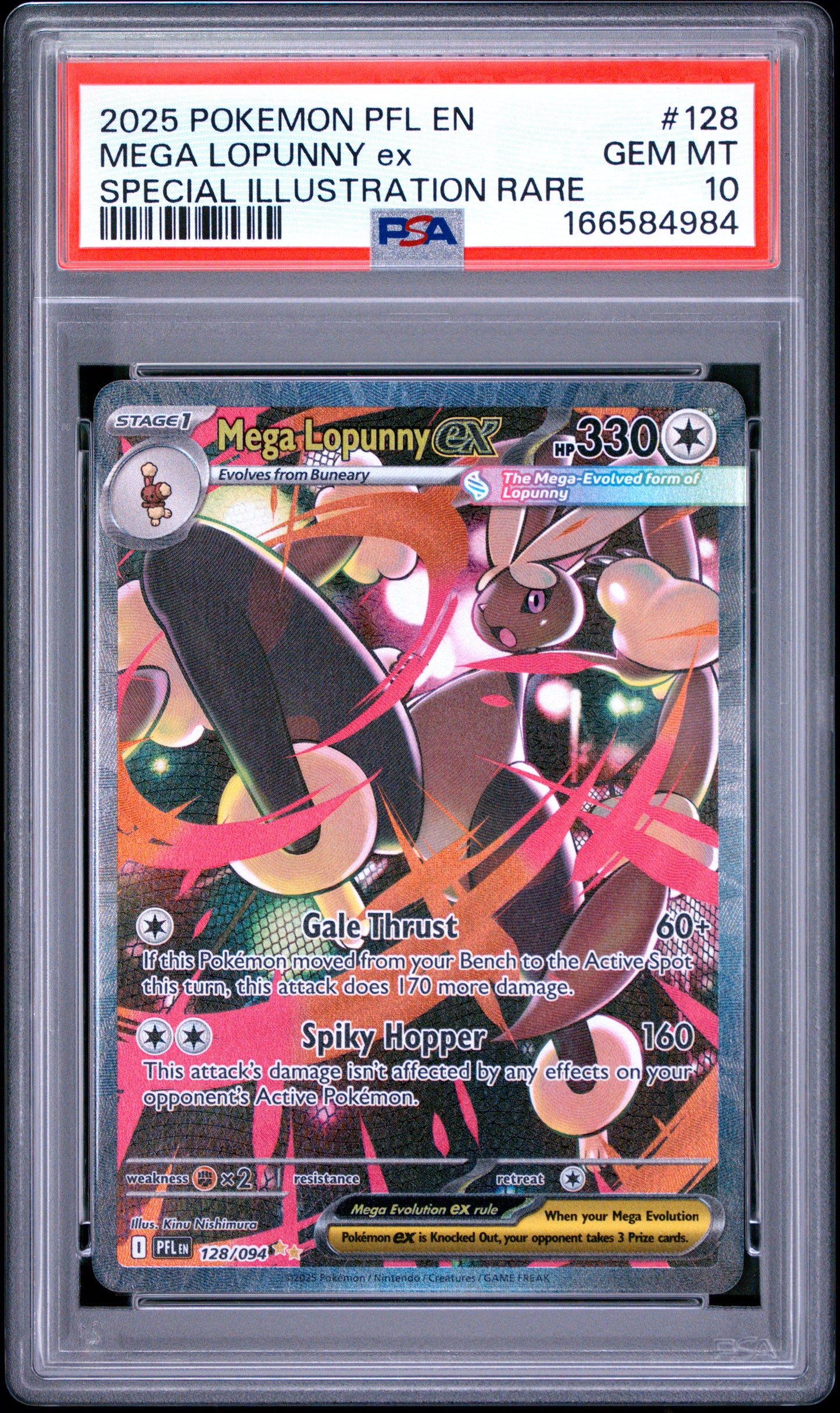 PSA 10 GEM MT Mega Lopunny ex - Phantasmal Flames SIR 128/094