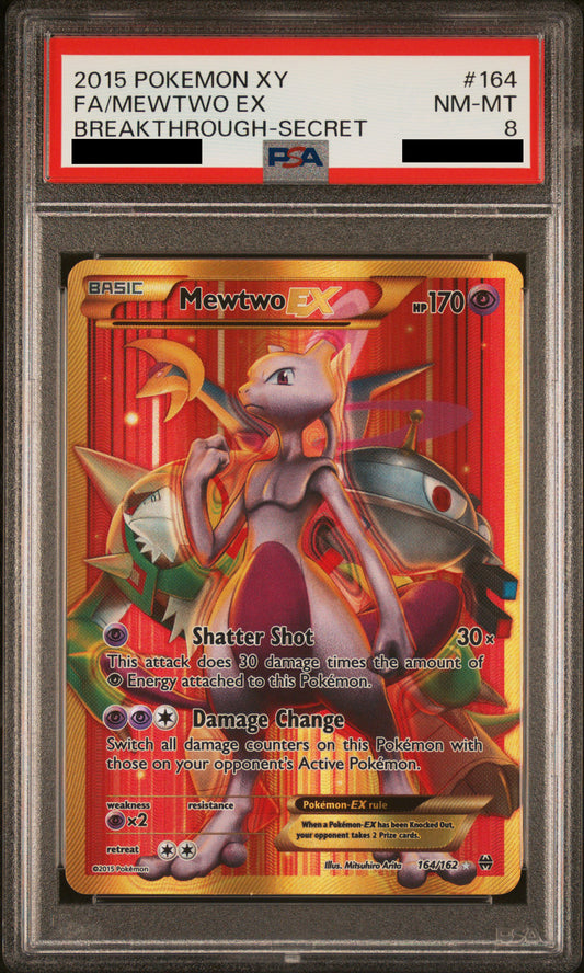 PSA 8 NM-MT Mewtwo EX - Breakthrough Full Secret Alternate Art 164/162