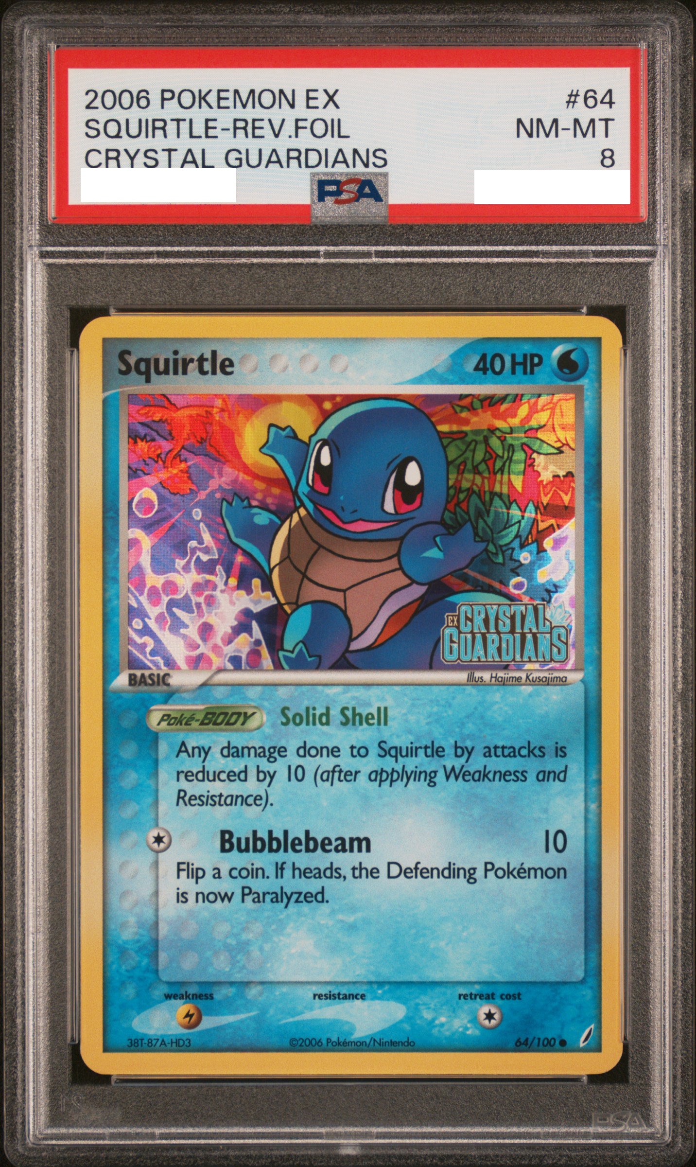 PSA 8 NM-MT Squirtle - Crystal Guardians Reverse Holo Common 64/100