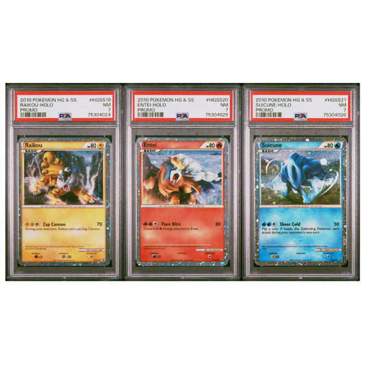 **Sequential Slabs!** PSA 7 NM Raikou HGSS19, Entei HGSS20 & Suicune HGSS21 Holo Promos