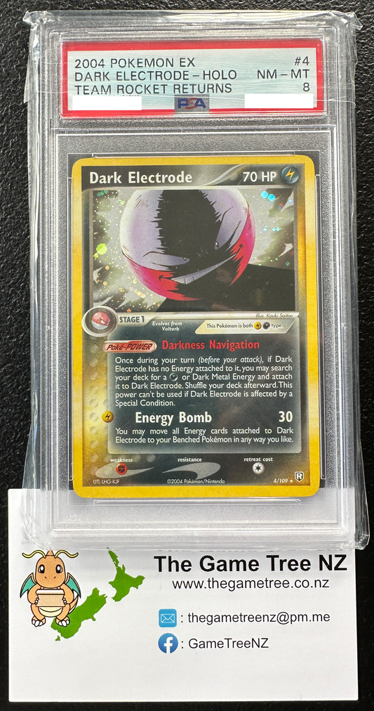 PSA 8 NM-MT Dark Electrode - Team Rocket Returns Holo 4/109