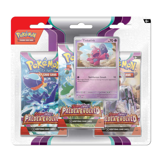 Paldea Evolved 3x Booster Pack Blister with either Varoom/Tinkatink Promo