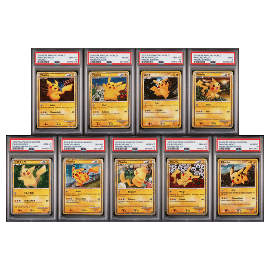 **Sequential Slabs!** PSA Pikachu World Holo Promo Set! (7 PSA 10s, 1 PSA 9, 1 PSA 8)