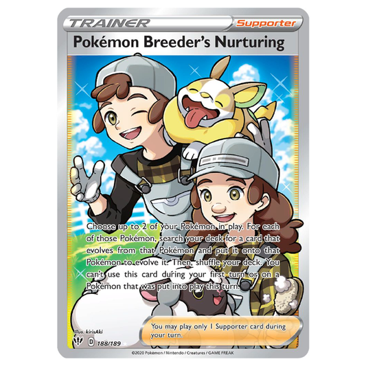 Pokemon Breeder's Nurturing - Darkness Ablaze - 188/189 - Holo Ultra Rare Full Art