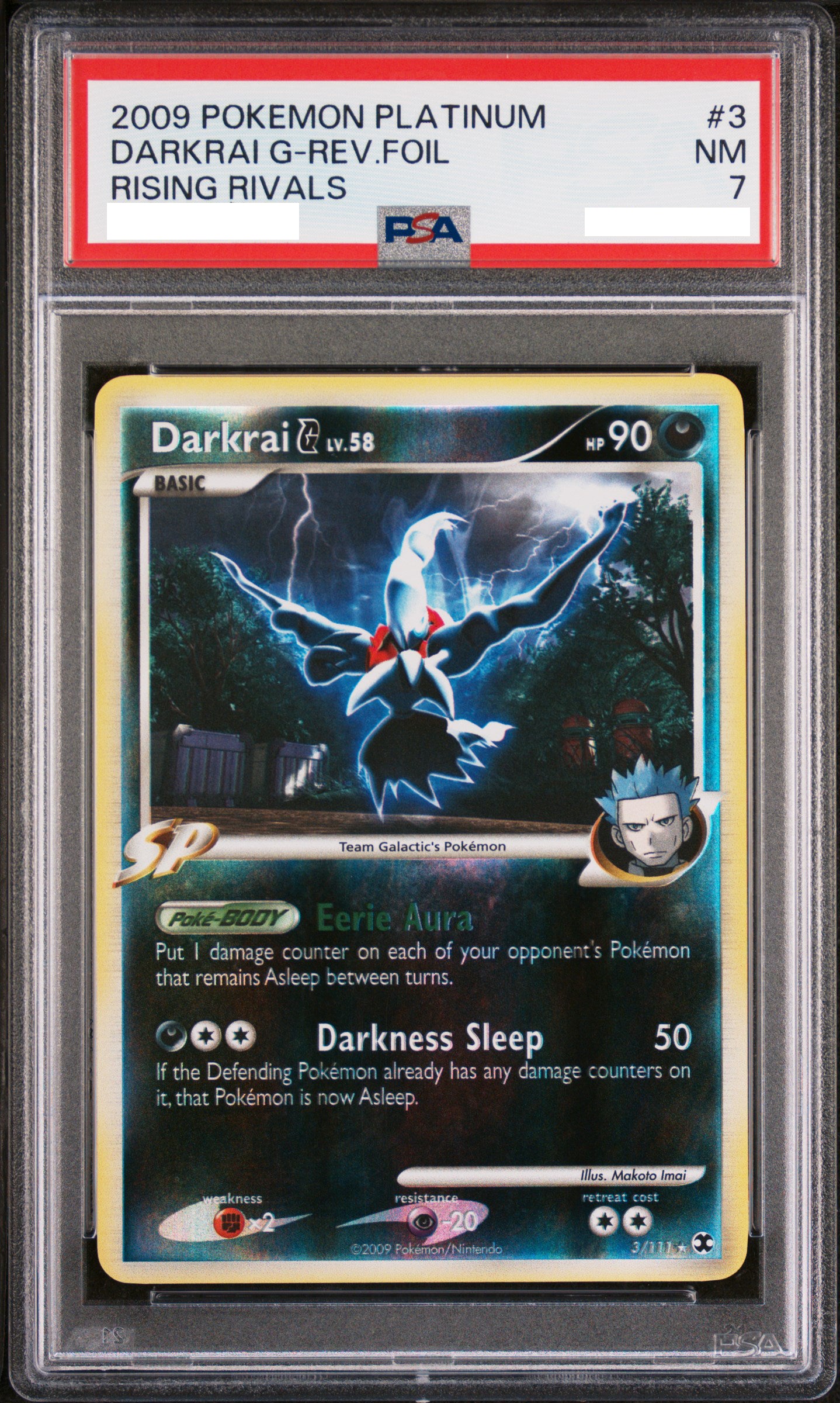 PSA 7 NM Darkrai G - Rising Rivals Reverse Holo Rare 3/111