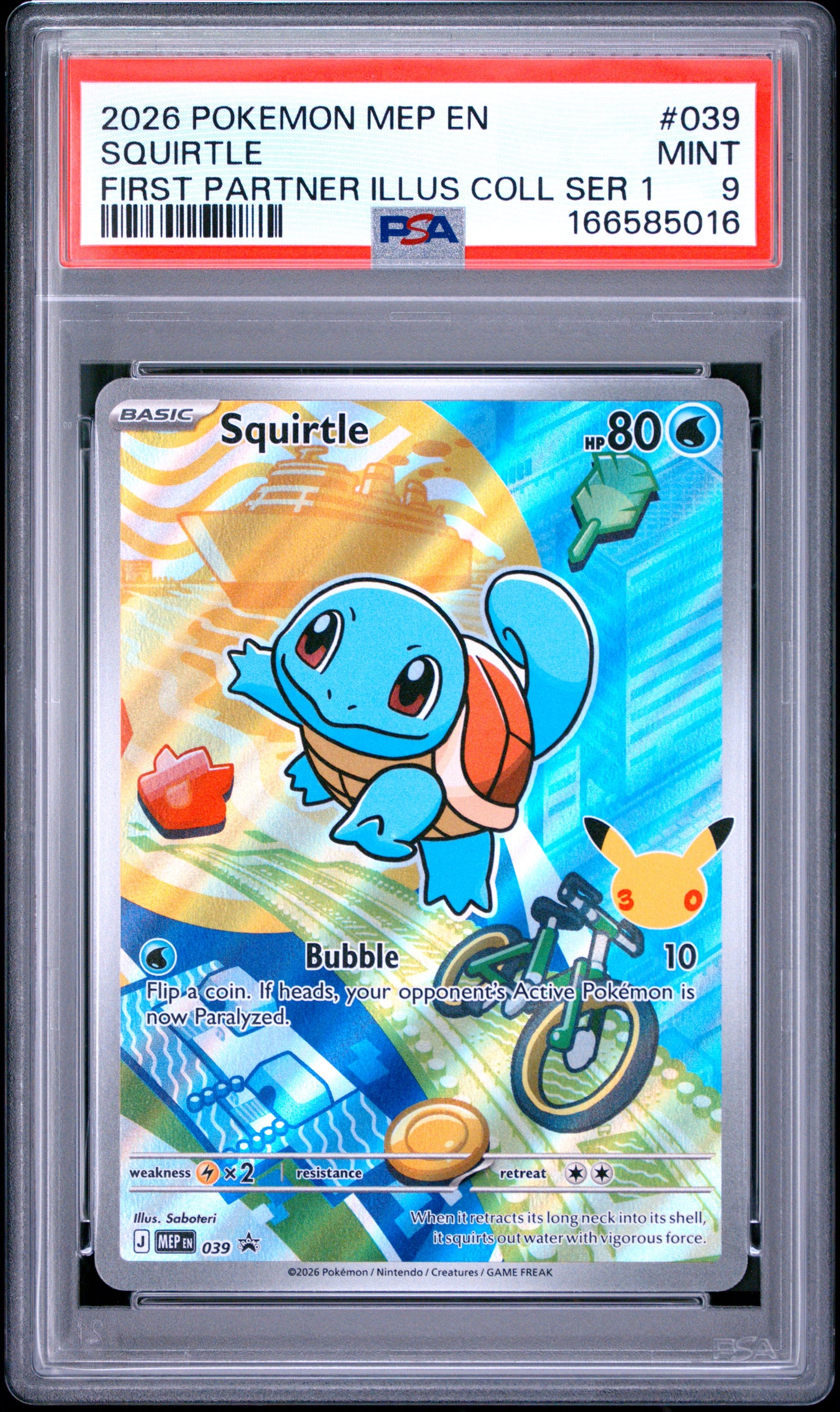 PSA 9 MINT Squirtle - MEP Promo First Partner Illustration Collection MEP039