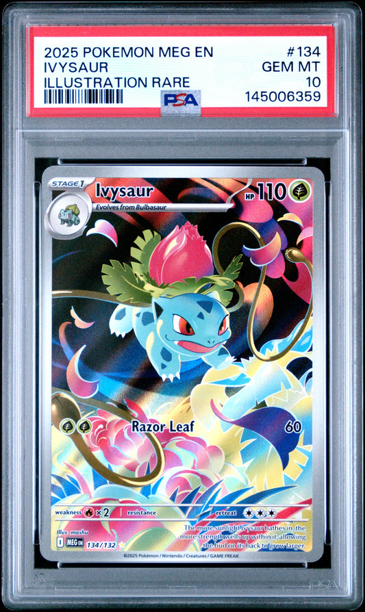 PSA 10 GEM MT Ivysaur - Mega Evolution Illustration Rare 134/132