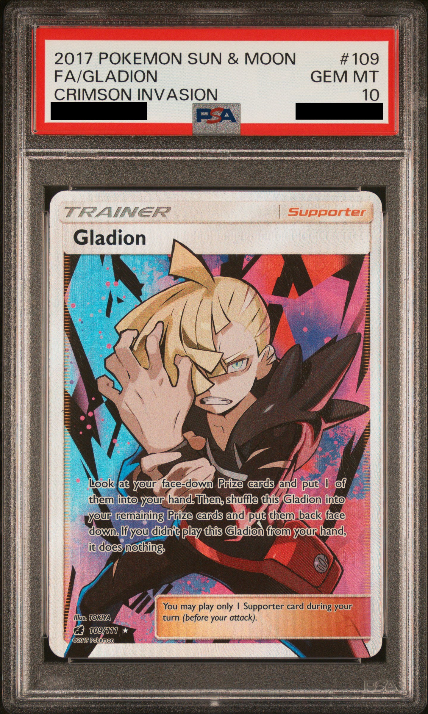 PSA 10 GEM MT Gladion - Crimson Invasion Full Art 109/111