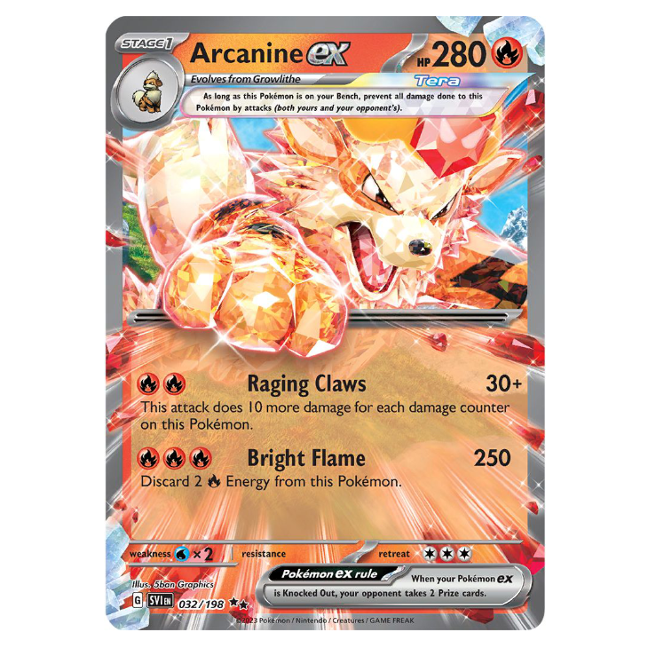 Arcanine ex - Scarlet & Violet - 032/198 - Double Rare