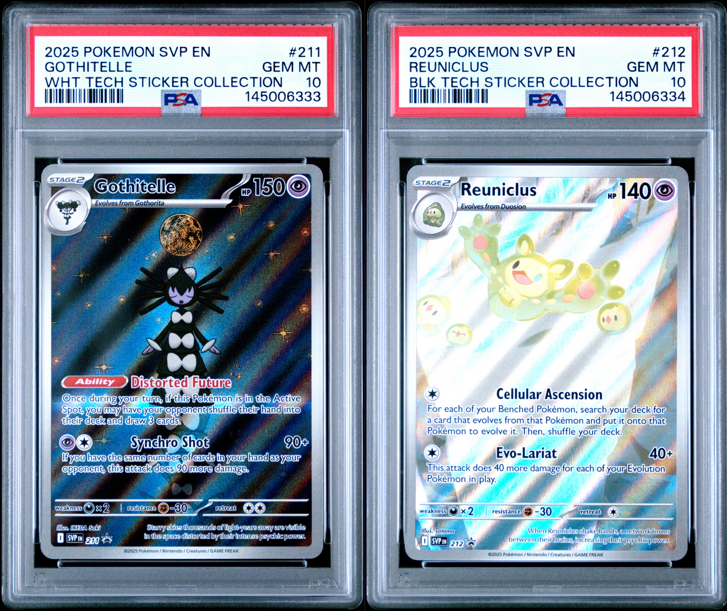 **Sequential Slabs!** PSA 10 Gothitelle & Reuniclus SVP Promos SVP211 & SVP212